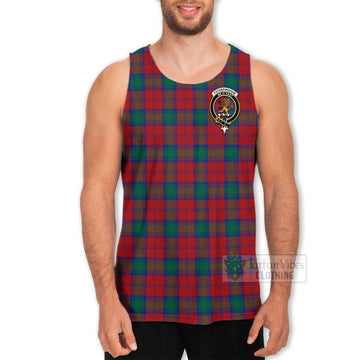 Fotheringham (Fotheringhame) Tartan Men's Tank Top with Family Crest and Bearded Skull Holding Bottles of Whiskey - Tartan Vibes Clothing