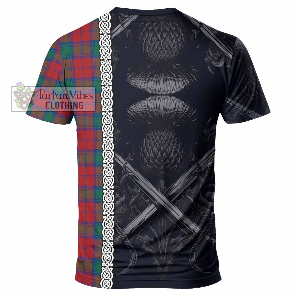 Tartan Vibes Clothing Fotheringham (Fotheringhame) Tartan T-Shirt with Family Crest Cross Sword Thistle Celtic Vibes