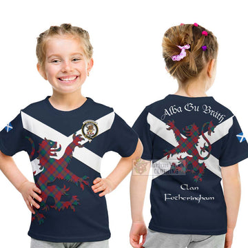 Fotheringham (Fotheringhame) Tartan Lion Rampant Kid T-Shirt Proudly Display Your Heritage with Alba Gu Brath and Clan Name