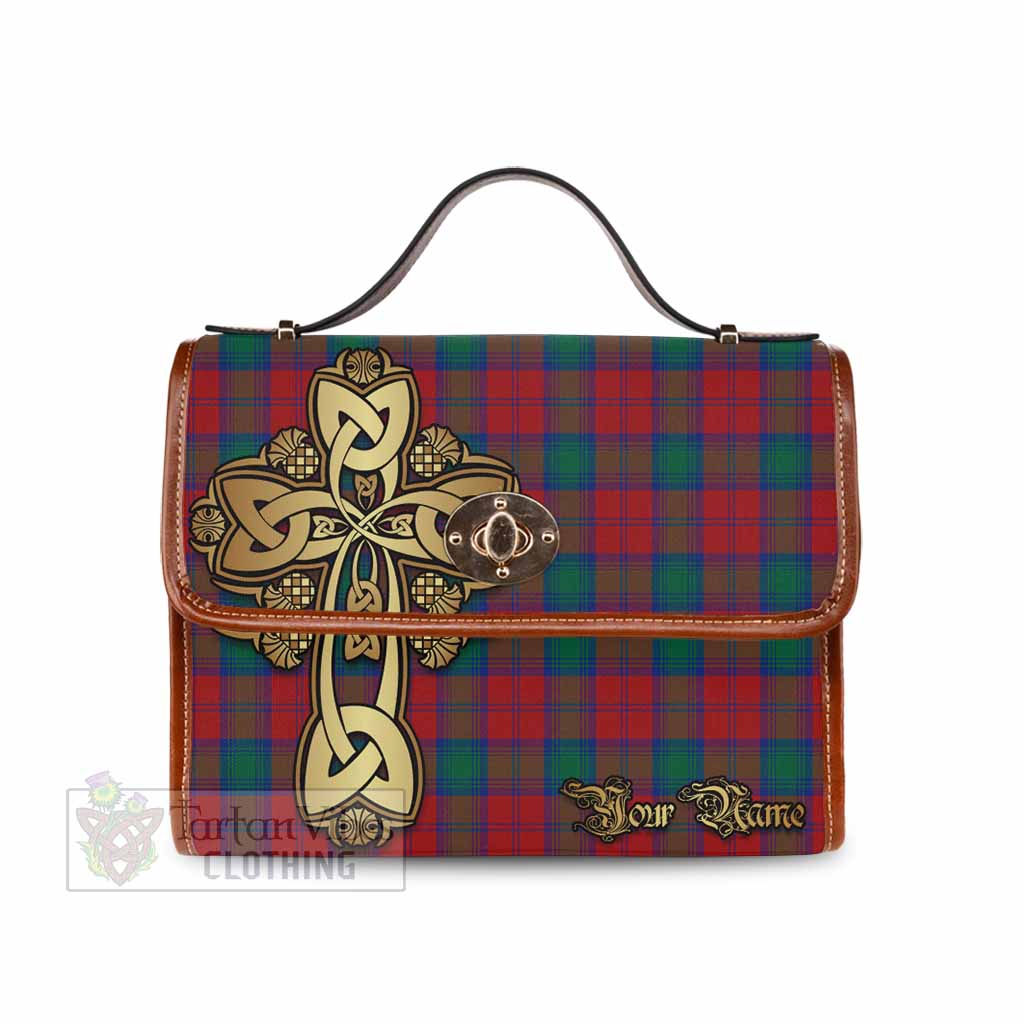 Tartan Vibes Clothing Fotheringham (Fotheringhame) Tartan Waterproof Canvas Bag Golden Thistle Celtic Cross Style