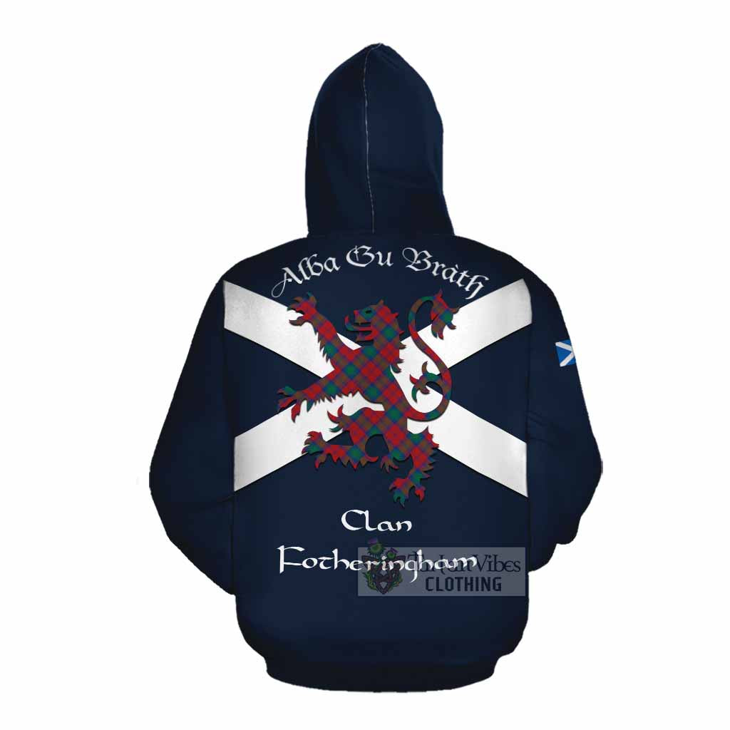 Tartan Vibes Clothing Fotheringham (Fotheringhame) Tartan Lion Rampant Cotton Hoodie Proudly Display Your Heritage with Alba Gu Brath and Clan Name