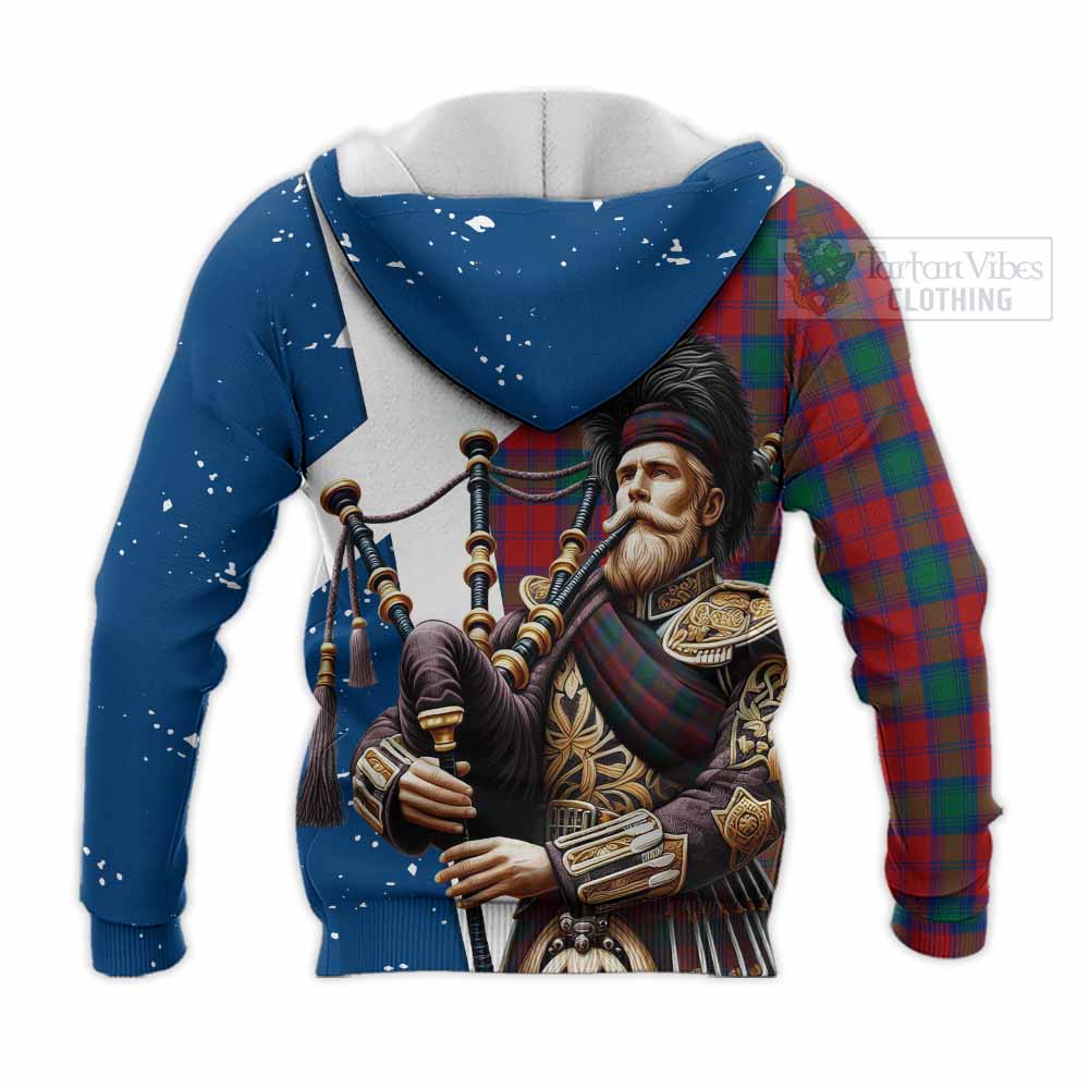 Tartan Vibes Clothing Fotheringham (Fotheringhame) Tartan Knitted Hoodie with Family Crest Scottish Bagpiper Vibes