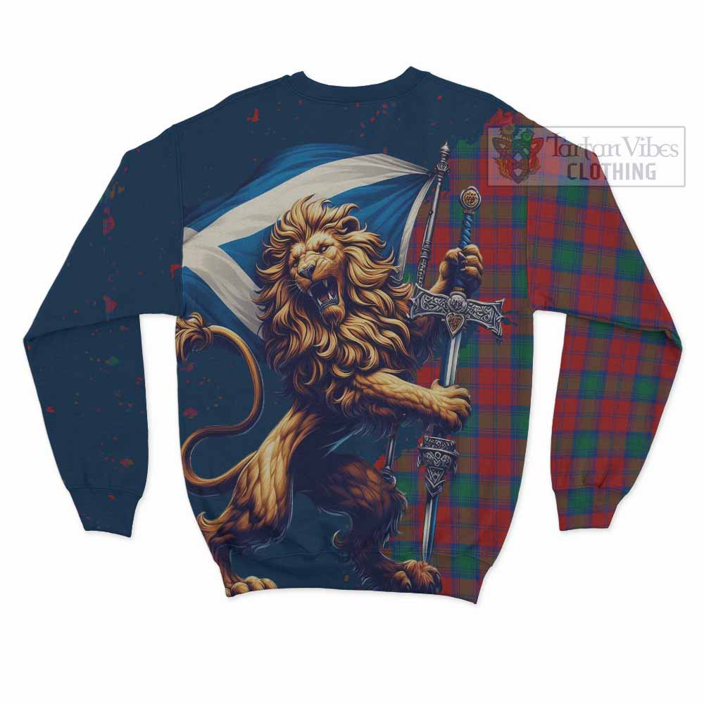 Tartan Vibes Clothing Fotheringham (Fotheringhame) Tartan Family Crest Sweatshirt with Scottish Majestic Lion