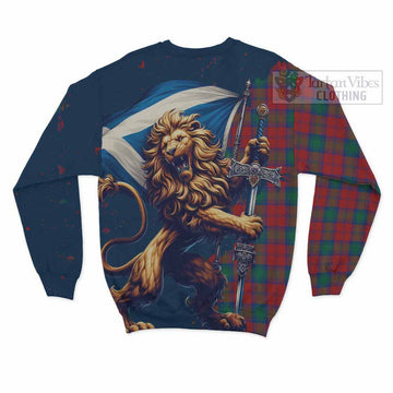 Fotheringham (Fotheringhame) Tartan Family Crest Sweatshirt with Scottish Majestic Lion