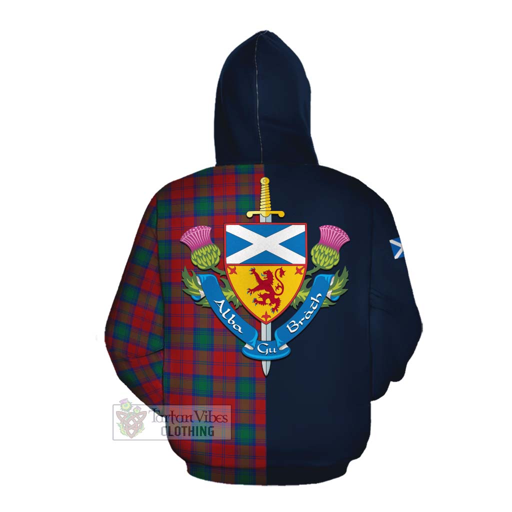 Tartan Vibes Clothing Fotheringham (Fotheringhame) Tartan Cotton Hoodie Alba with Scottish Lion Royal Arm Half Style