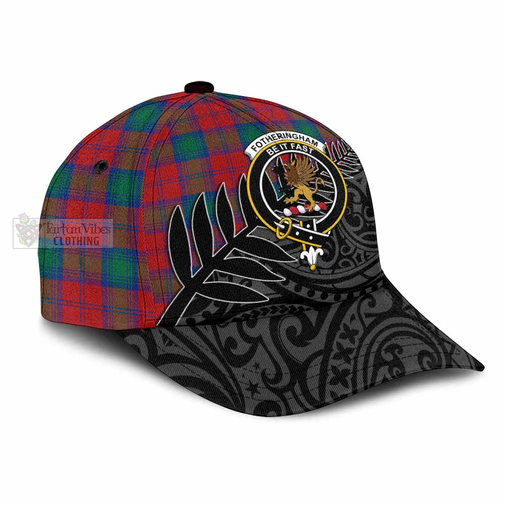 Tartan Vibes Clothing Fotheringham (Fotheringhame) Tartan Classic Cap with New Zealand Silver Fern Half Style