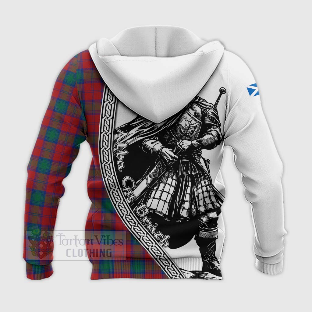 Tartan Vibes Clothing Fotheringham (Fotheringhame) Tartan Clan Crest Knitted Hoodie with Highlander Warrior Celtic Style