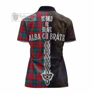 Fotheringham (Fotheringhame) Tartan Family Crest Women's Polo Shirt Alba Gu Brath Be Brave Lion Ancient Style - Tartan Vibes Clothing