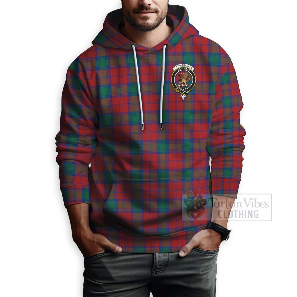 Tartan Vibes Clothing Fotheringham (Fotheringhame) Tartan Hoodie with Family Crest Celtic Skull Style