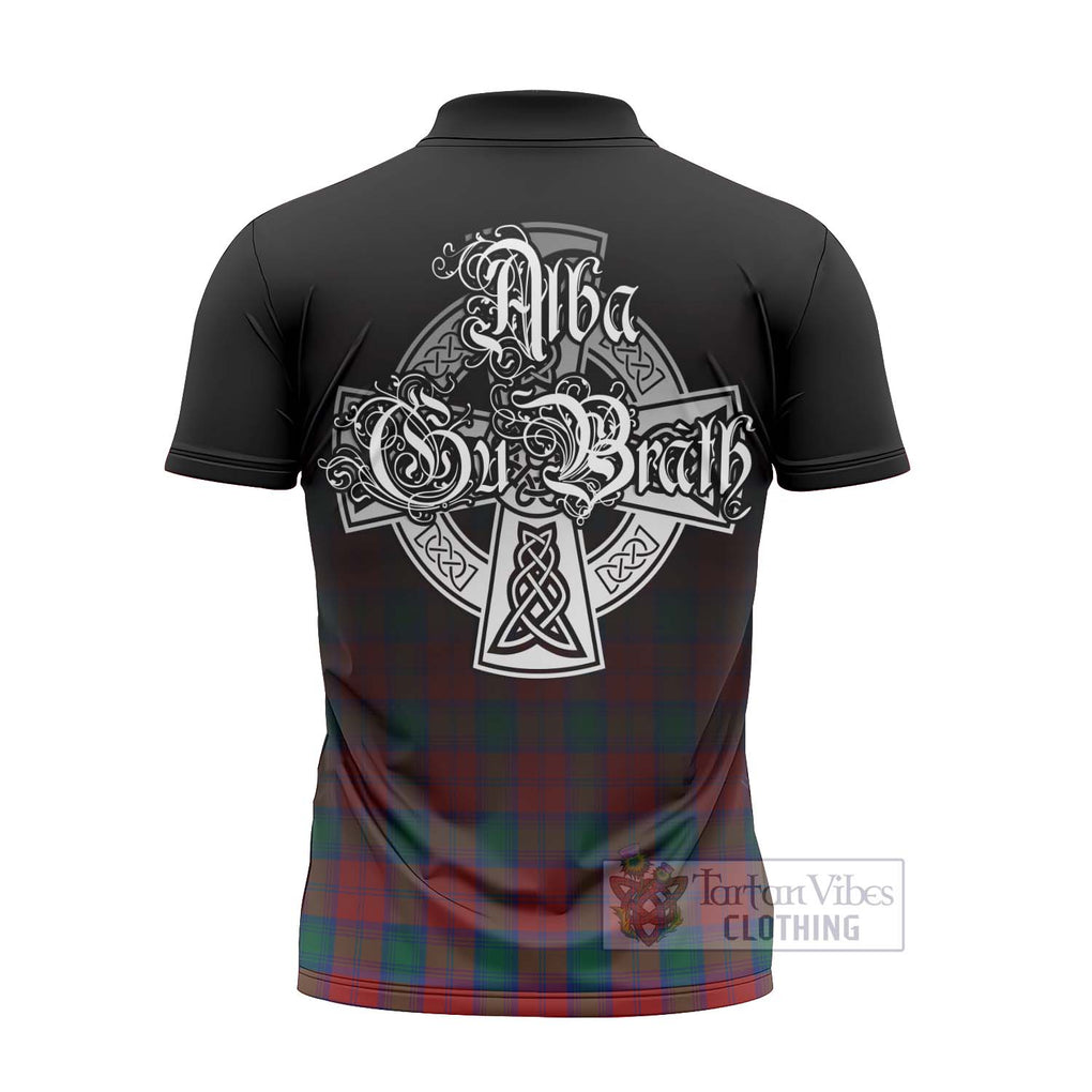 Tartan Vibes Clothing Fotheringham (Fotheringhame) Tartan Zipper Polo Shirt Featuring Alba Gu Brath Family Crest Celtic Inspired