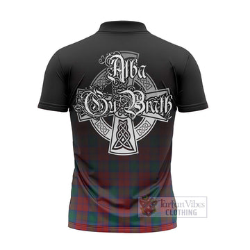 Fotheringham (Fotheringhame) Tartan Zipper Polo Shirt Featuring Alba Gu Brath Family Crest Celtic Inspired