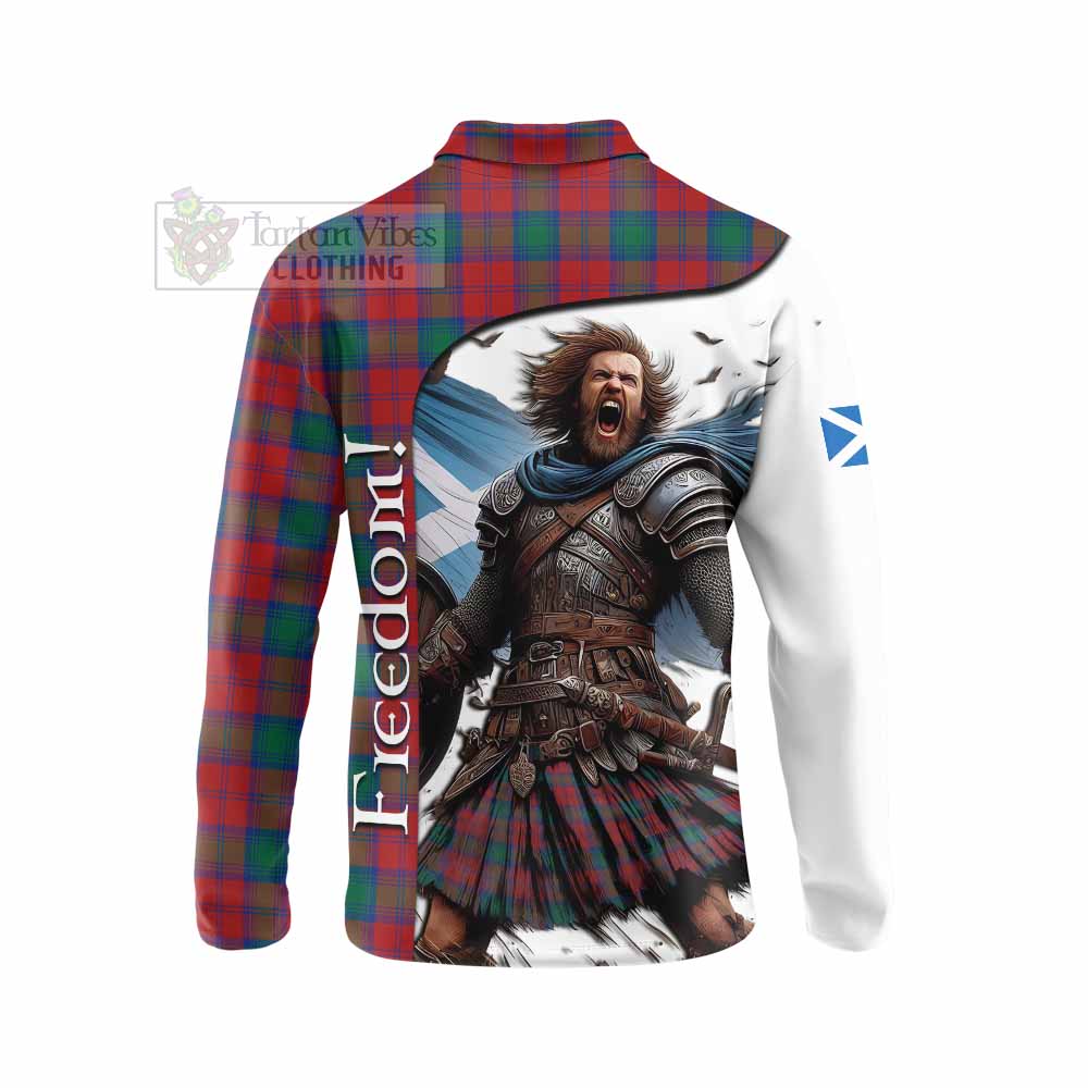 Tartan Vibes Clothing Fotheringham (Fotheringhame) Crest Tartan Long Sleeve Polo Shirt Inspired by the Freedom of Scottish Warrior