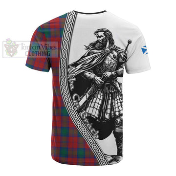 Fotheringham (Fotheringhame) Tartan Clan Crest Cotton T-shirt with Highlander Warrior Celtic Style