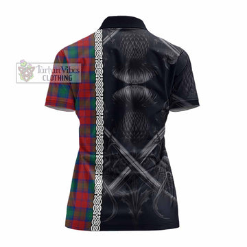 Fotheringham (Fotheringhame) Tartan Women's Polo Shirt with Family Crest Cross Sword Thistle Celtic Vibes