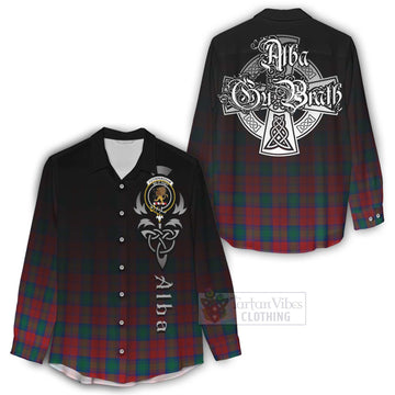 Fotheringham (Fotheringhame) Tartan Women's Casual Shirt Featuring Alba Gu Brath Family Crest Celtic Inspired