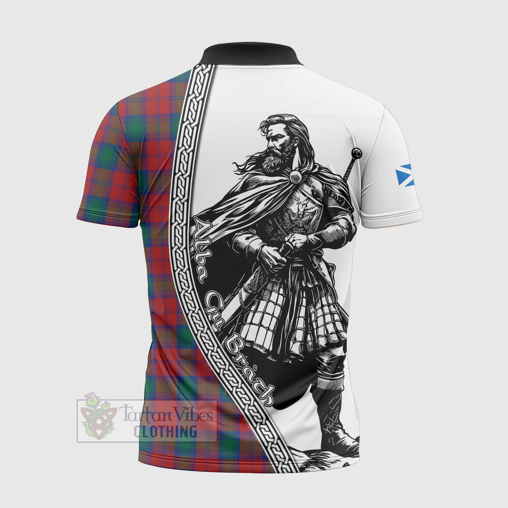 Tartan Vibes Clothing Fotheringham (Fotheringhame) Tartan Clan Crest Zipper Polo Shirt with Highlander Warrior Celtic Style