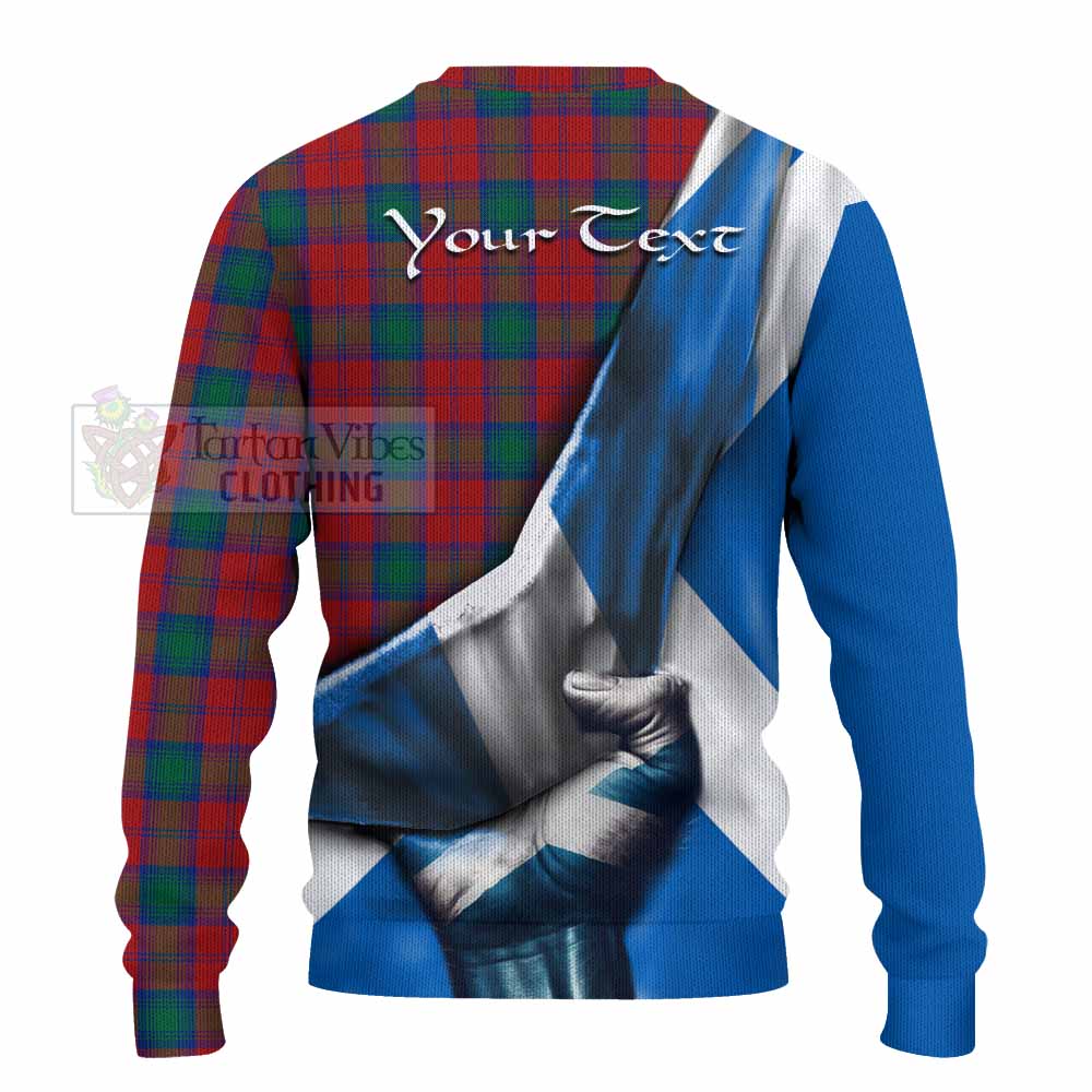 Tartan Vibes Clothing Fotheringham (Fotheringhame) Tartan Knitted Sweater with Family Crest Scotland Patriotic Style