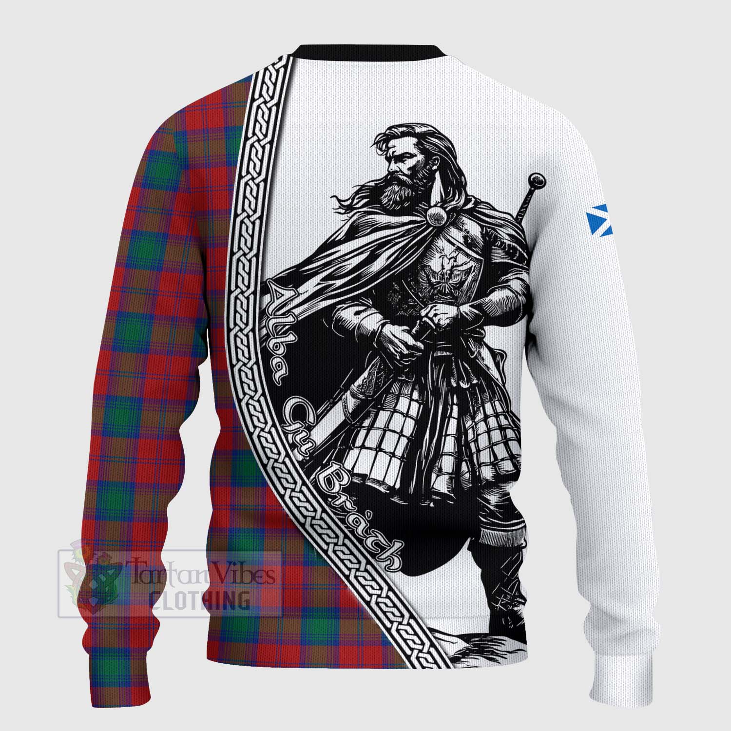 Tartan Vibes Clothing Fotheringham (Fotheringhame) Tartan Clan Crest Knitted Sweater with Highlander Warrior Celtic Style