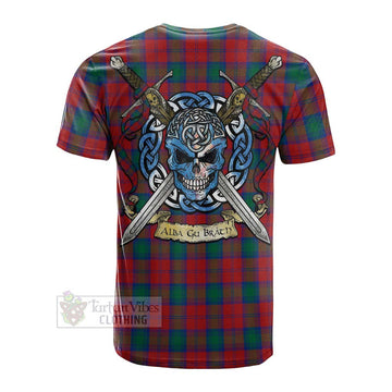 Fotheringham (Fotheringhame) Tartan Cotton T-shirt with Family Crest Celtic Skull Style