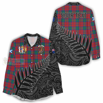 Fotheringham (Fotheringhame) Crest Tartan Women's Casual Shirt with New Zealand Silver Fern Half Style