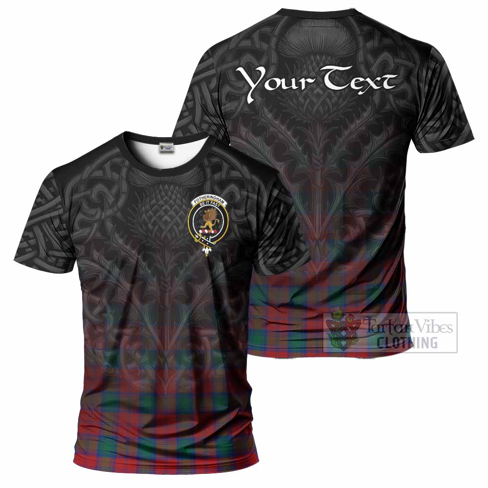 Tartan Vibes Clothing Fotheringham (Fotheringhame) Tartan T-Shirt with Family Crest Celtic Thistle Vibes