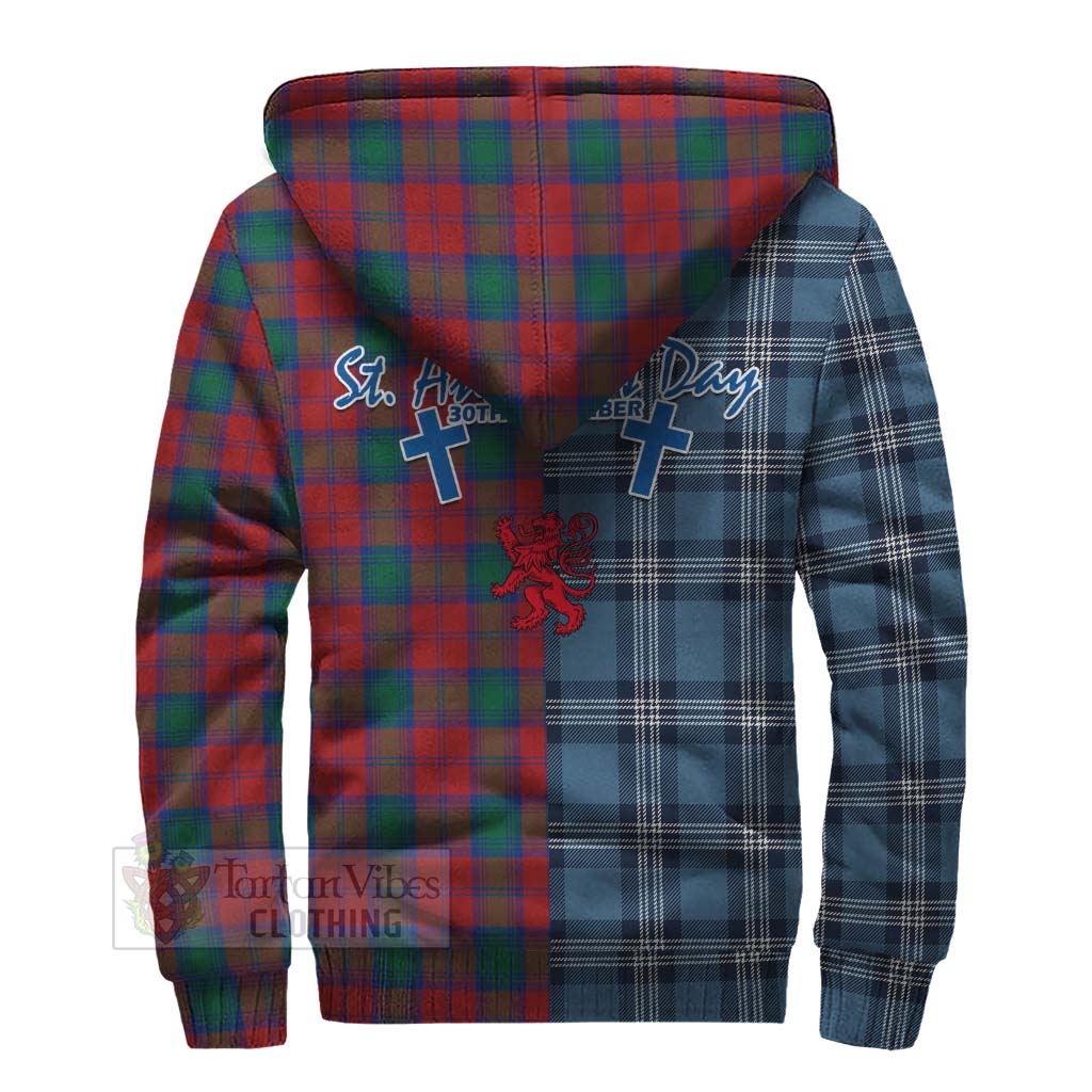 Tartan Vibes Clothing Fotheringham (Fotheringhame) Tartan Sherpa Hoodie Happy St. Andrew's Day Half Tartan Style