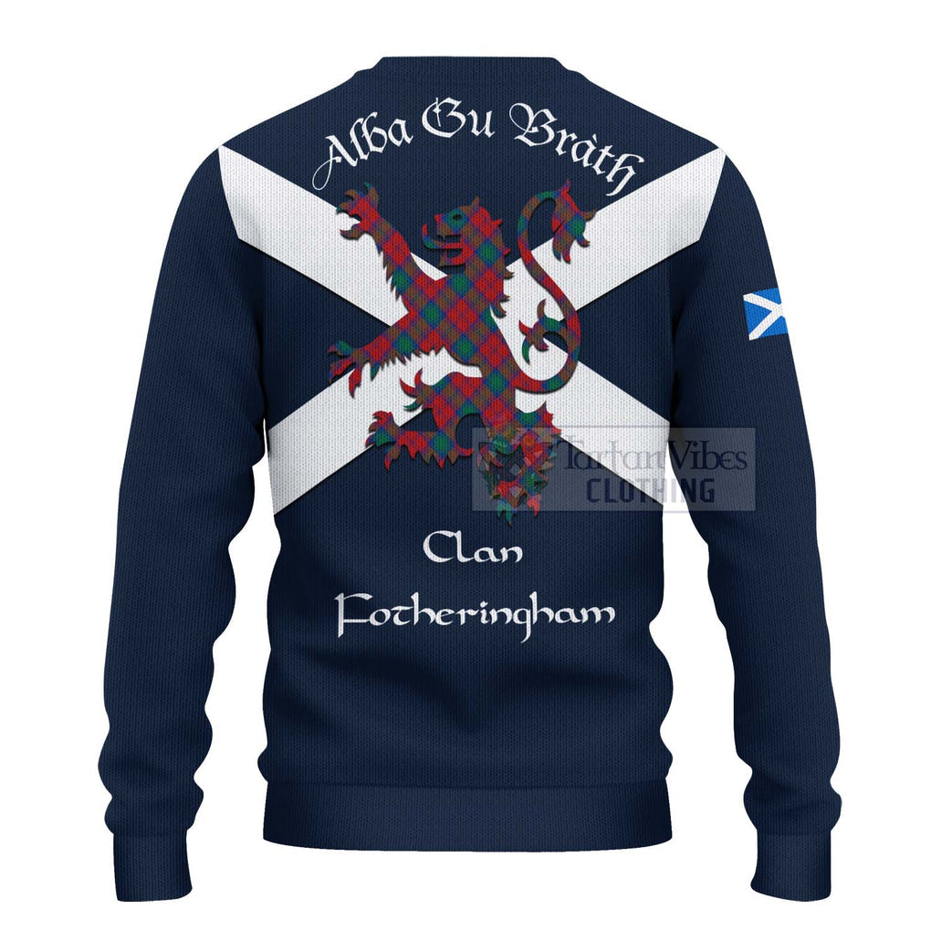 Tartan Vibes Clothing Fotheringham (Fotheringhame) Tartan Lion Rampant Knitted Sweater – Proudly Display Your Heritage with Alba Gu Brath and Clan Name