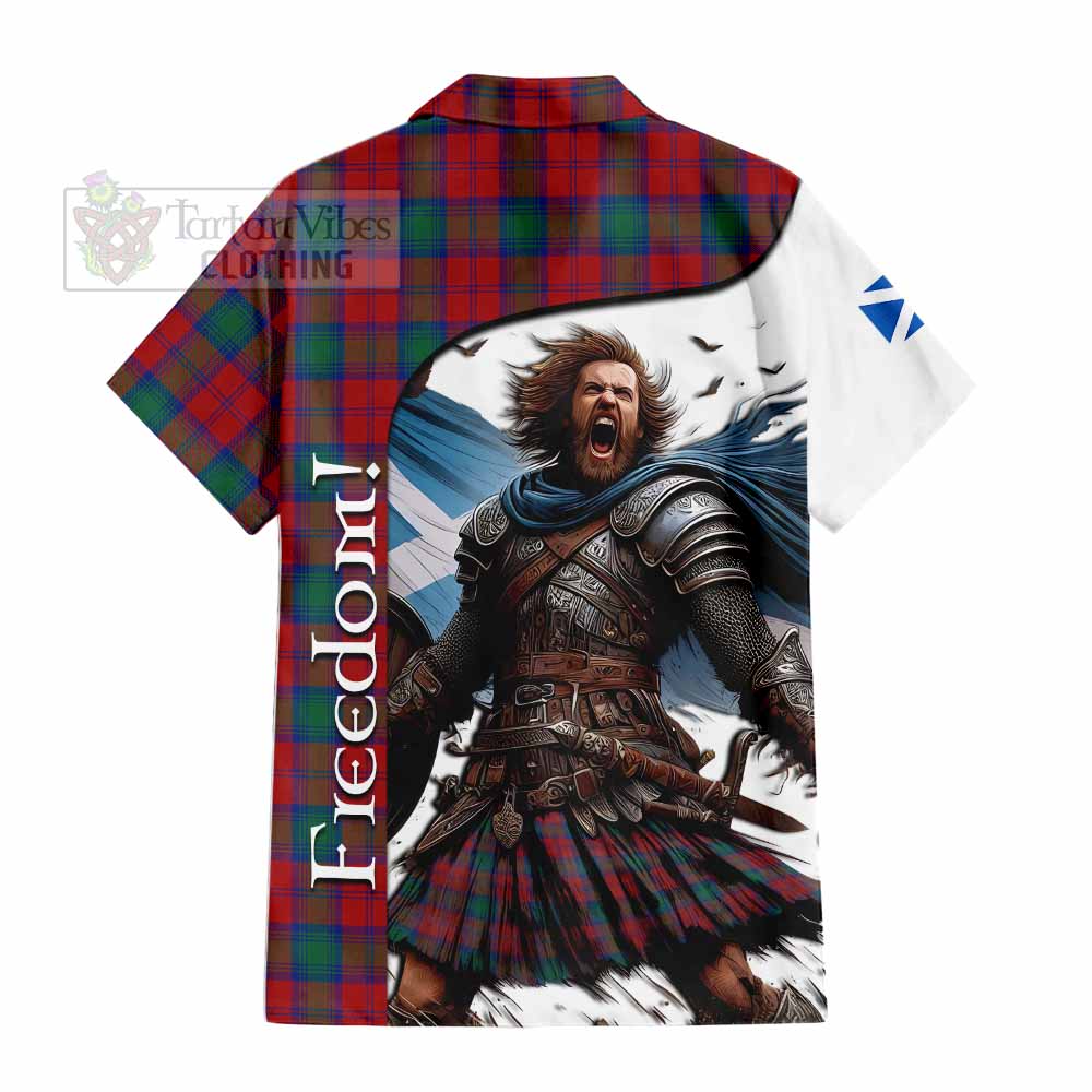 Tartan Vibes Clothing Fotheringham (Fotheringhame) Crest Tartan Short Sleeve Button Shirt Inspired by the Freedom of Scottish Warrior