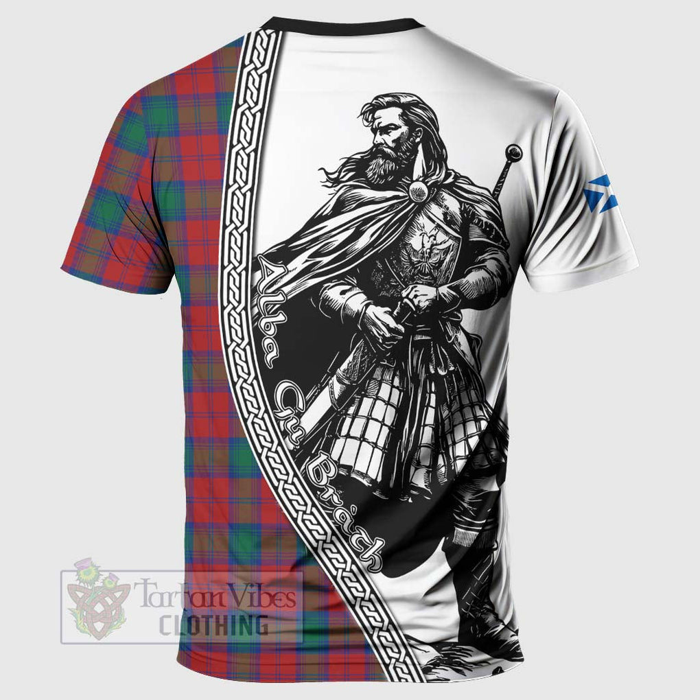 Tartan Vibes Clothing Fotheringham (Fotheringhame) Tartan Clan Crest T-Shirt with Highlander Warrior Celtic Style