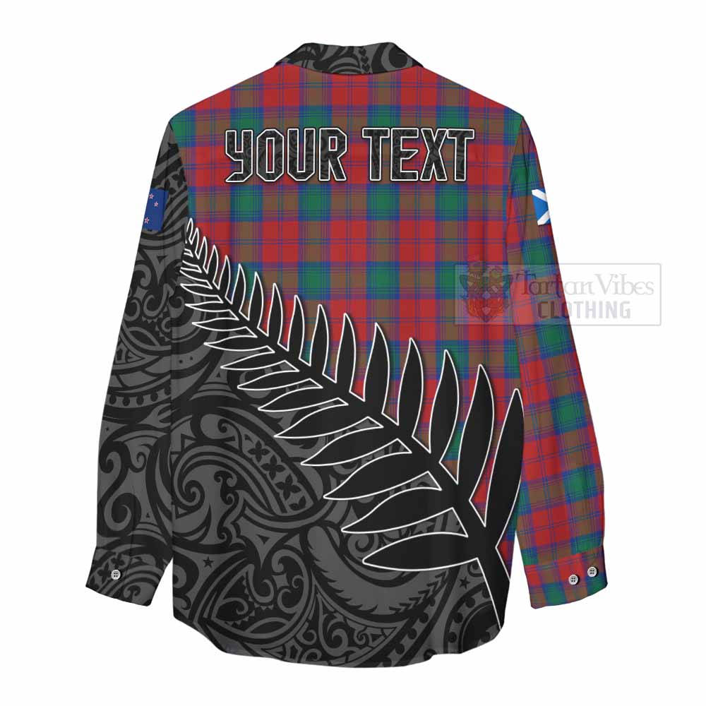 Tartan Vibes Clothing Fotheringham (Fotheringhame) Crest Tartan Women's Casual Shirt with New Zealand Silver Fern Half Style