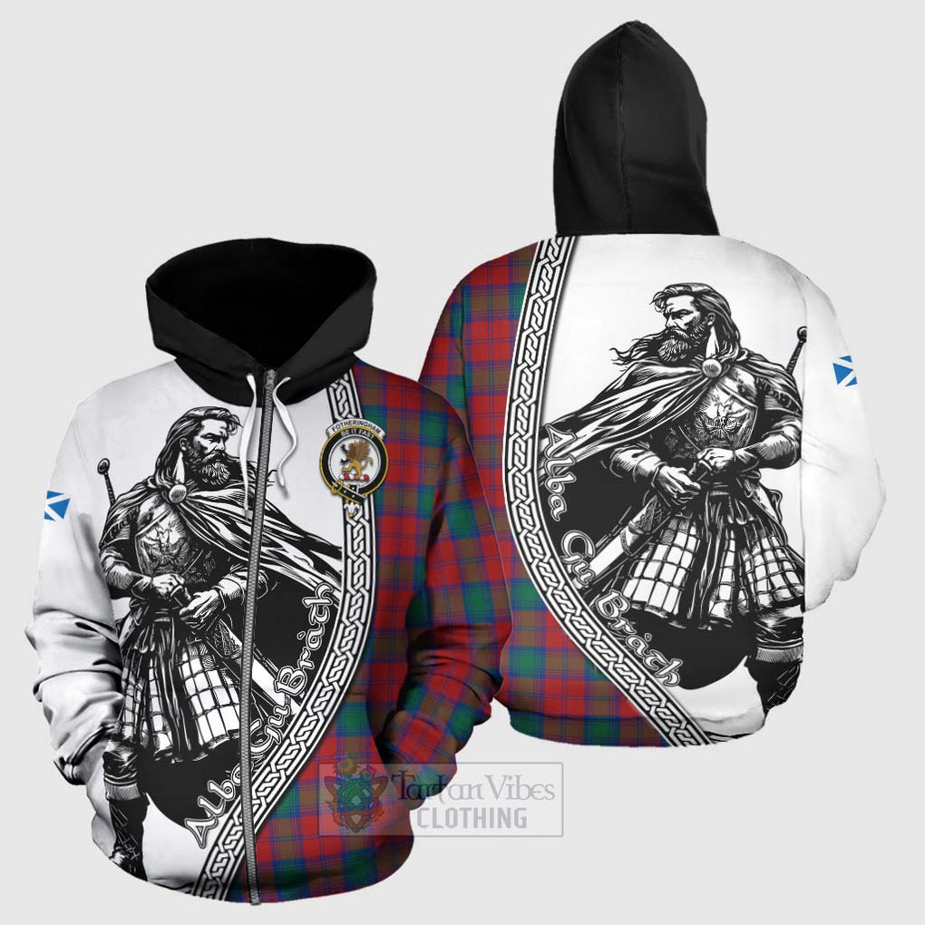 Tartan Vibes Clothing Fotheringham (Fotheringhame) Tartan Clan Crest Hoodie with Highlander Warrior Celtic Style