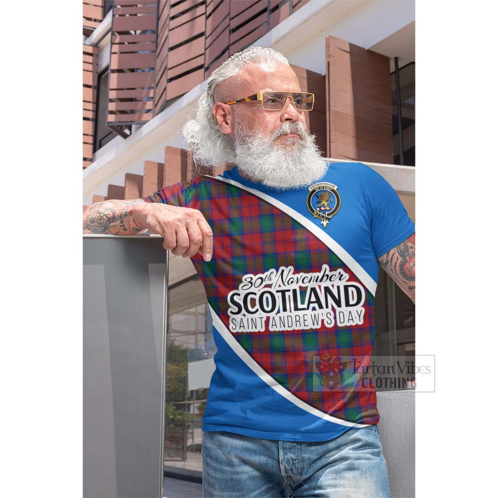 Tartan Vibes Clothing Fotheringham (Fotheringhame) Family Crest Tartan Cotton T-shirt Celebrate Saint Andrew's Day in Style