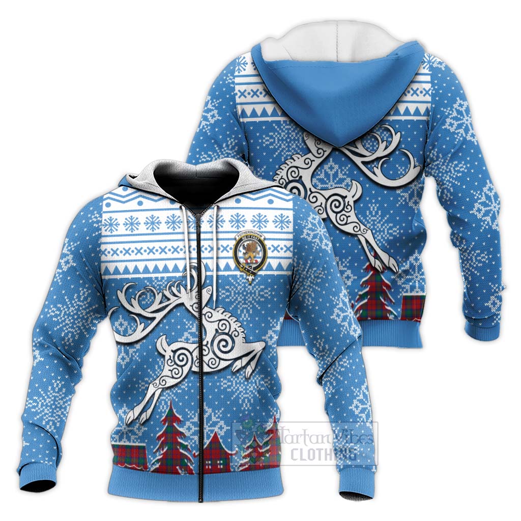 Tartan Vibes Clothing Fotheringham (Fotheringhame) Clan Christmas Knitted Hoodie Celtic Reindeer Style