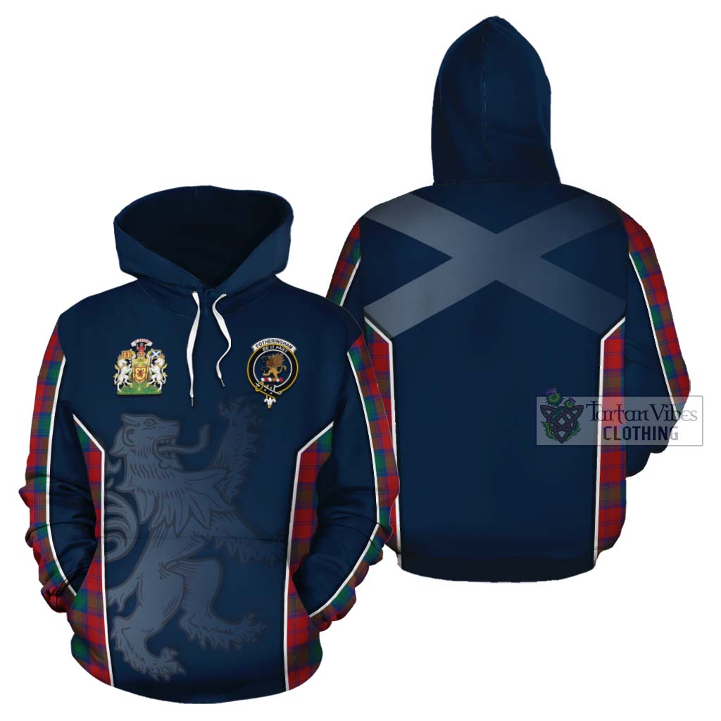 Tartan Vibes Clothing Fotheringham (Fotheringhame) Tartan Cotton Hoodie with Family Crest and Lion Rampant Vibes Sport Style