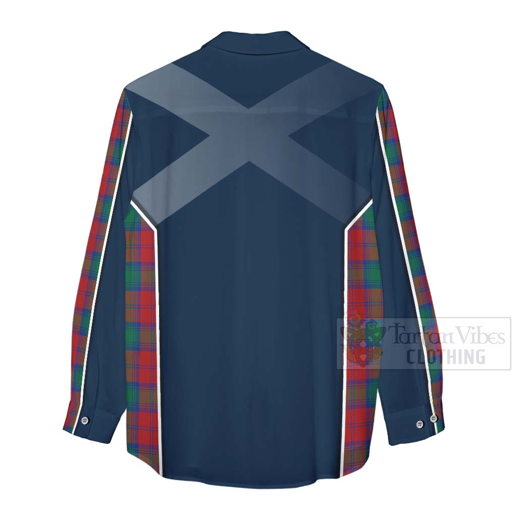 Tartan Vibes Clothing Fotheringham (Fotheringhame) Tartan Women's Casual Shirt with Family Crest and Scottish Thistle Vibes Sport Style