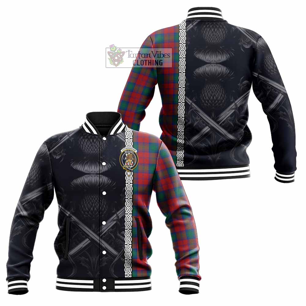 Tartan Vibes Clothing Fotheringham (Fotheringhame) Tartan Baseball Jacket with Family Crest Cross Sword Thistle Celtic Vibes