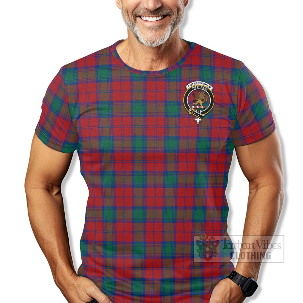 Tartan Vibes Clothing Fotheringham (Fotheringhame) Tartan T-Shirt with Family Crest Celtic Skull Style