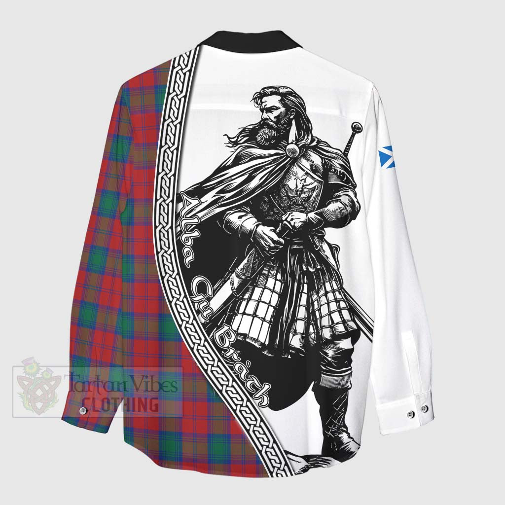 Tartan Vibes Clothing Fotheringham (Fotheringhame) Tartan Clan Crest Women's Casual Shirt with Highlander Warrior Celtic Style