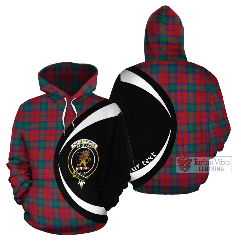 Tartan Vibes Clothing Fotheringham (Fotheringhame) Tartan Cotton Hoodie with Family Crest Circle Style