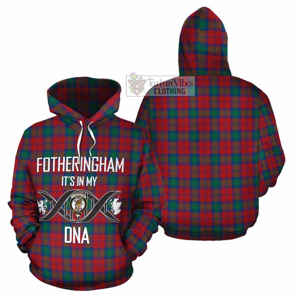 Tartan Vibes Clothing Fotheringham (Fotheringhame) Tartan Cotton Hoodie with Family Crest DNA In Me Style