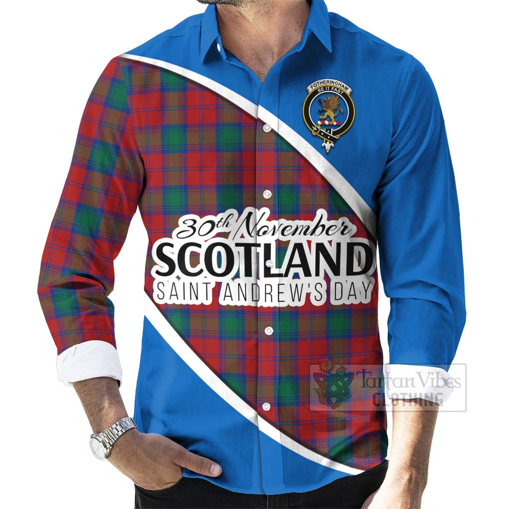 Tartan Vibes Clothing Fotheringham (Fotheringhame) Family Crest Tartan Long Sleeve Button Shirt Celebrate Saint Andrew's Day in Style