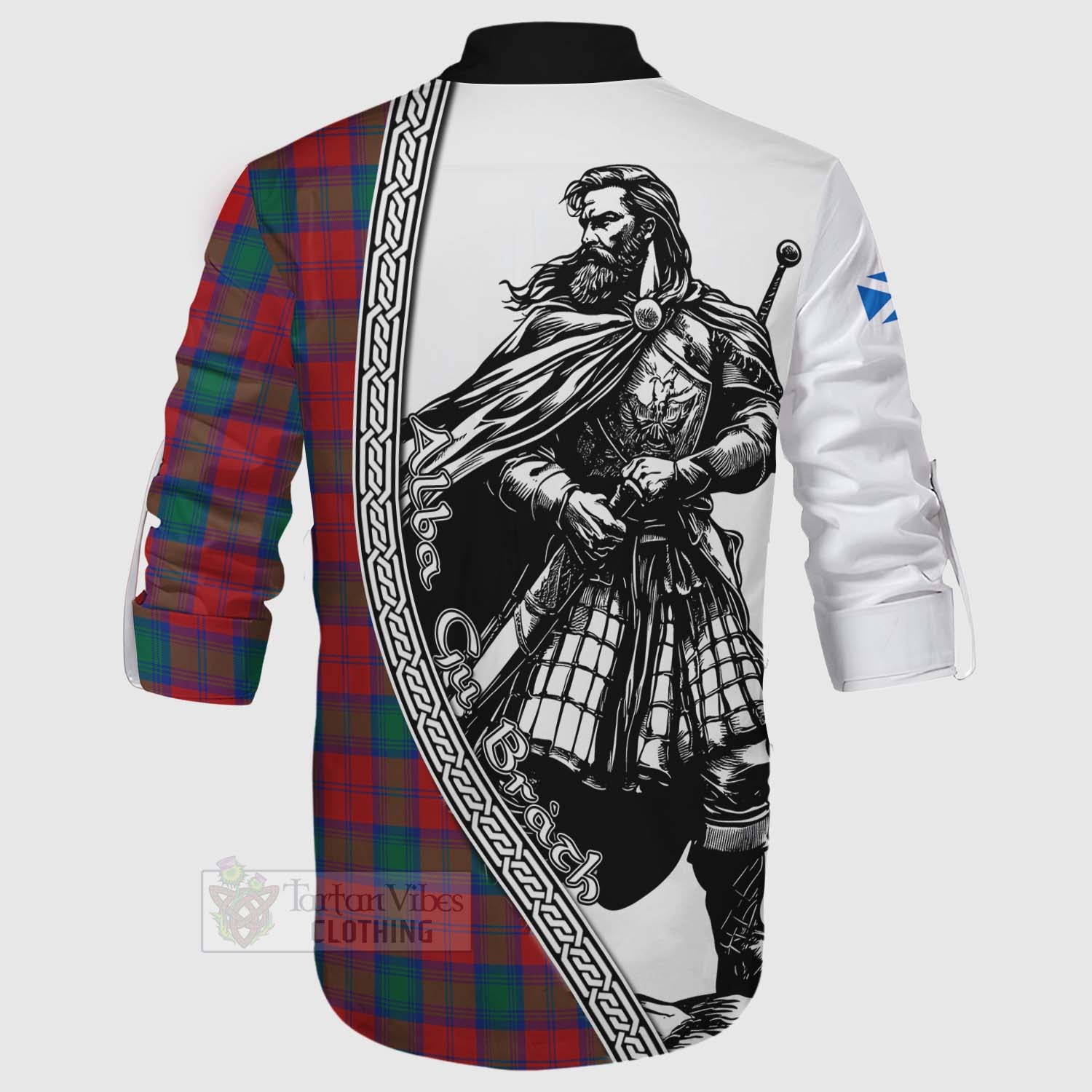 Tartan Vibes Clothing Fotheringham (Fotheringhame) Tartan Clan Crest Ghillie Kilt Shirt with Highlander Warrior Celtic Style