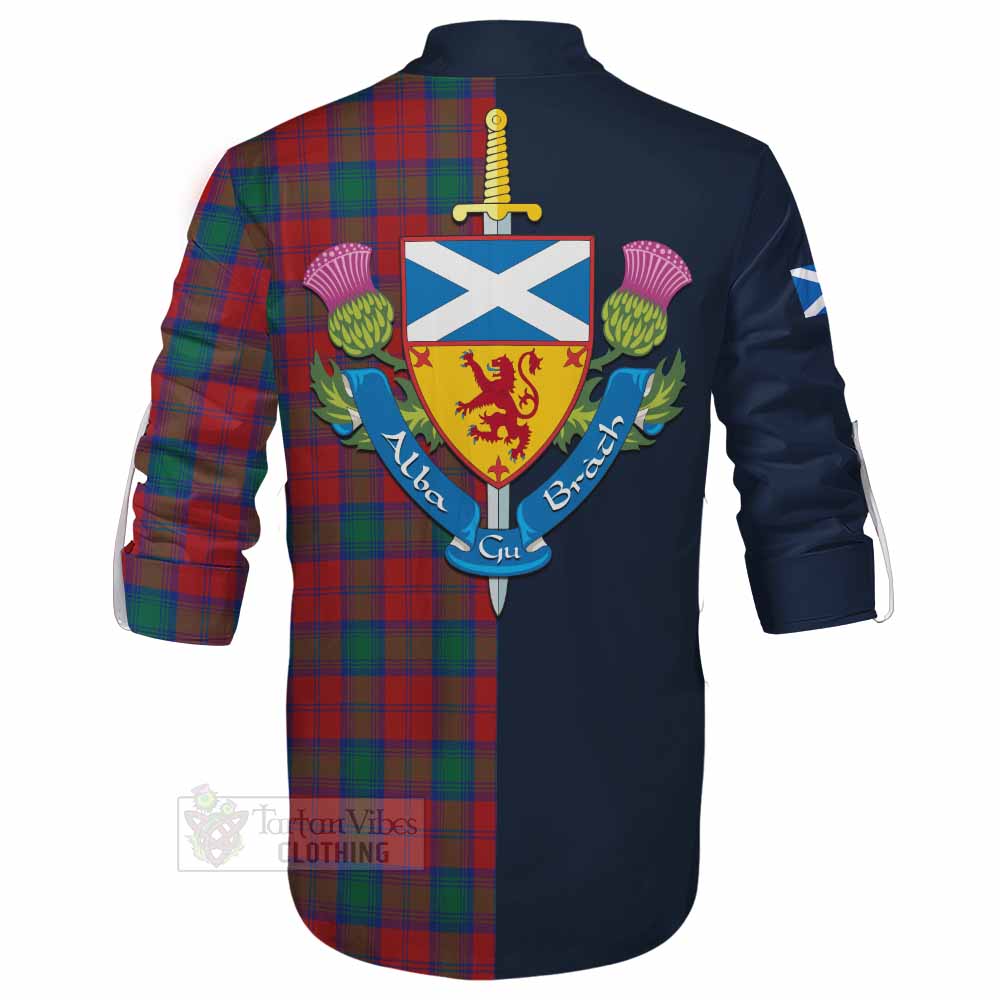 Fotheringham (Fotheringhame) Tartan Ghillie Kilt Shirt Alba with Scottish Lion Royal Arm Half Style