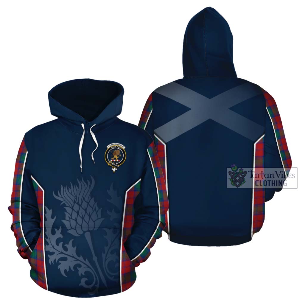 Tartan Vibes Clothing Fotheringham (Fotheringhame) Tartan Cotton Hoodie with Family Crest and Scottish Thistle Vibes Sport Style