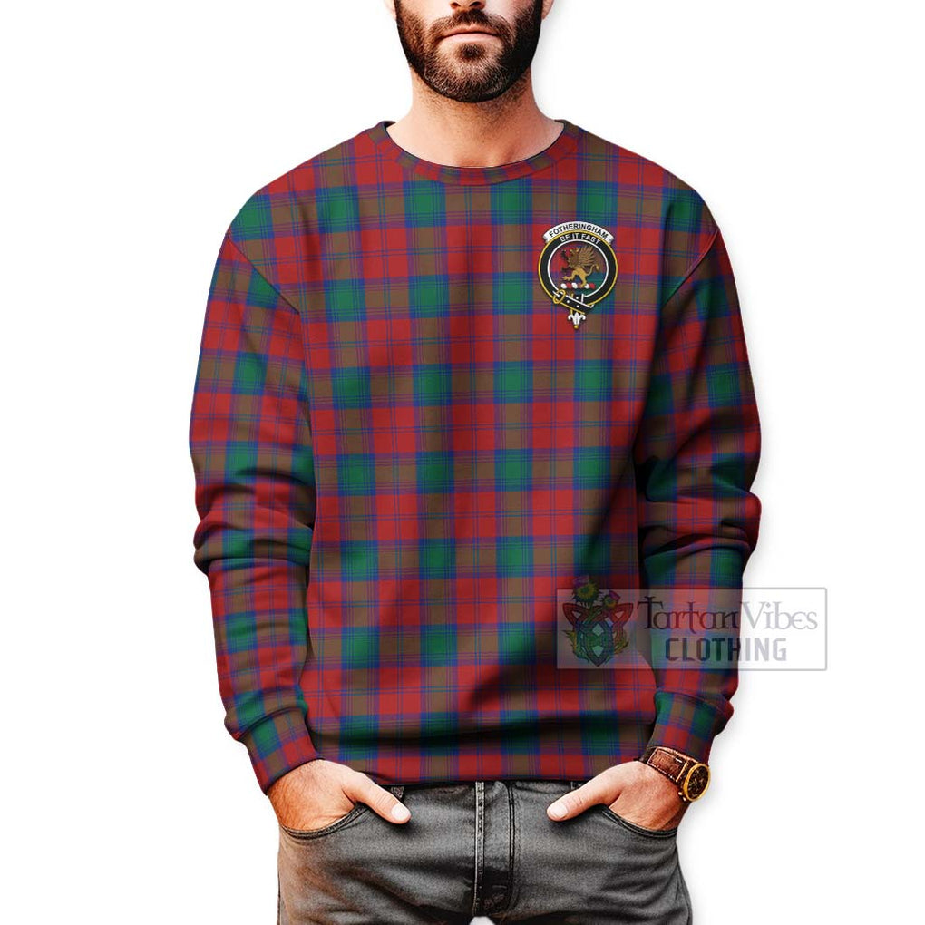 Tartan Vibes Clothing Fotheringham (Fotheringhame) Tartan Sweatshirt with Family Crest Celtic Skull Style