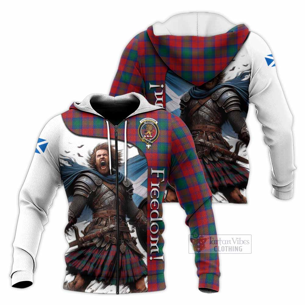 Tartan Vibes Clothing Fotheringham (Fotheringhame) Crest Tartan Knitted Hoodie Inspired by the Freedom of Scottish Warrior