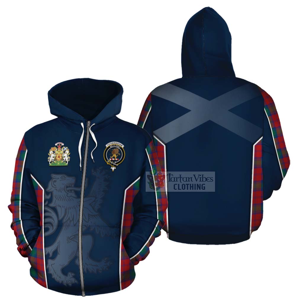 Tartan Vibes Clothing Fotheringham (Fotheringhame) Tartan Cotton Hoodie with Family Crest and Lion Rampant Vibes Sport Style