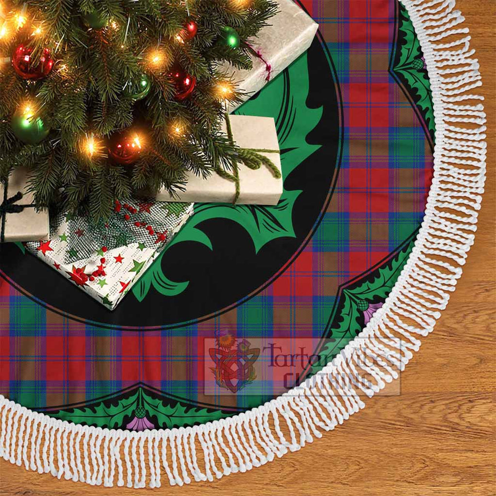 Tartan Vibes Clothing Fotheringham (Fotheringhame) Tartan Christmas Tree Skirt Scottish Thistle Style