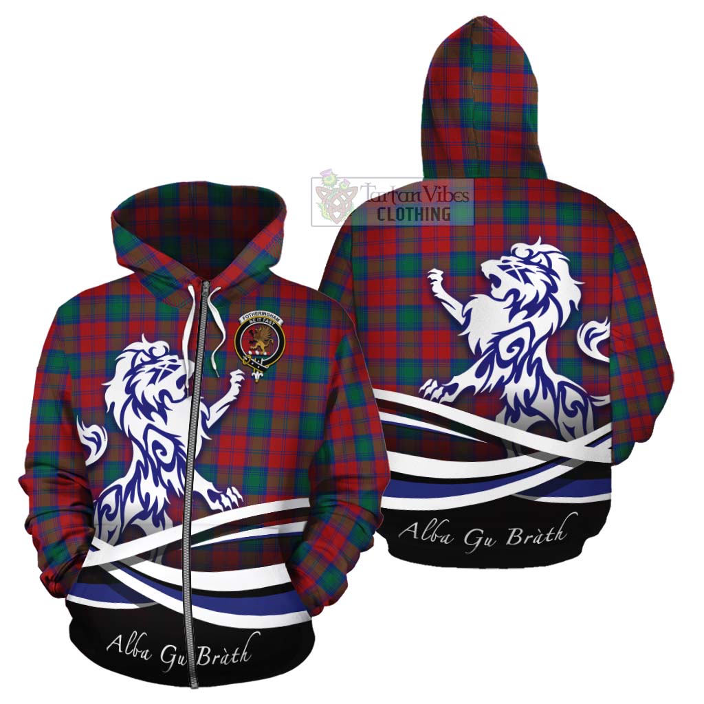 Tartan Vibes Clothing Fotheringham (Fotheringhame) Tartan Cotton Hoodie with Alba Gu Brath Regal Lion Emblem