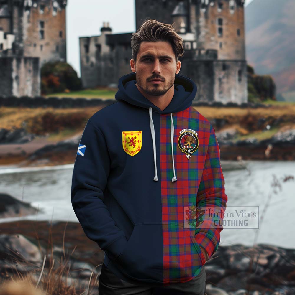 Tartan Vibes Clothing Fotheringham (Fotheringhame) Tartan Cotton Hoodie Alba with Scottish Lion Royal Arm Half Style